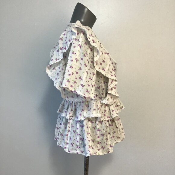 Selected Femme Susy Ruffled Floral Blouse Top Size 36 - Picture 3 of 13